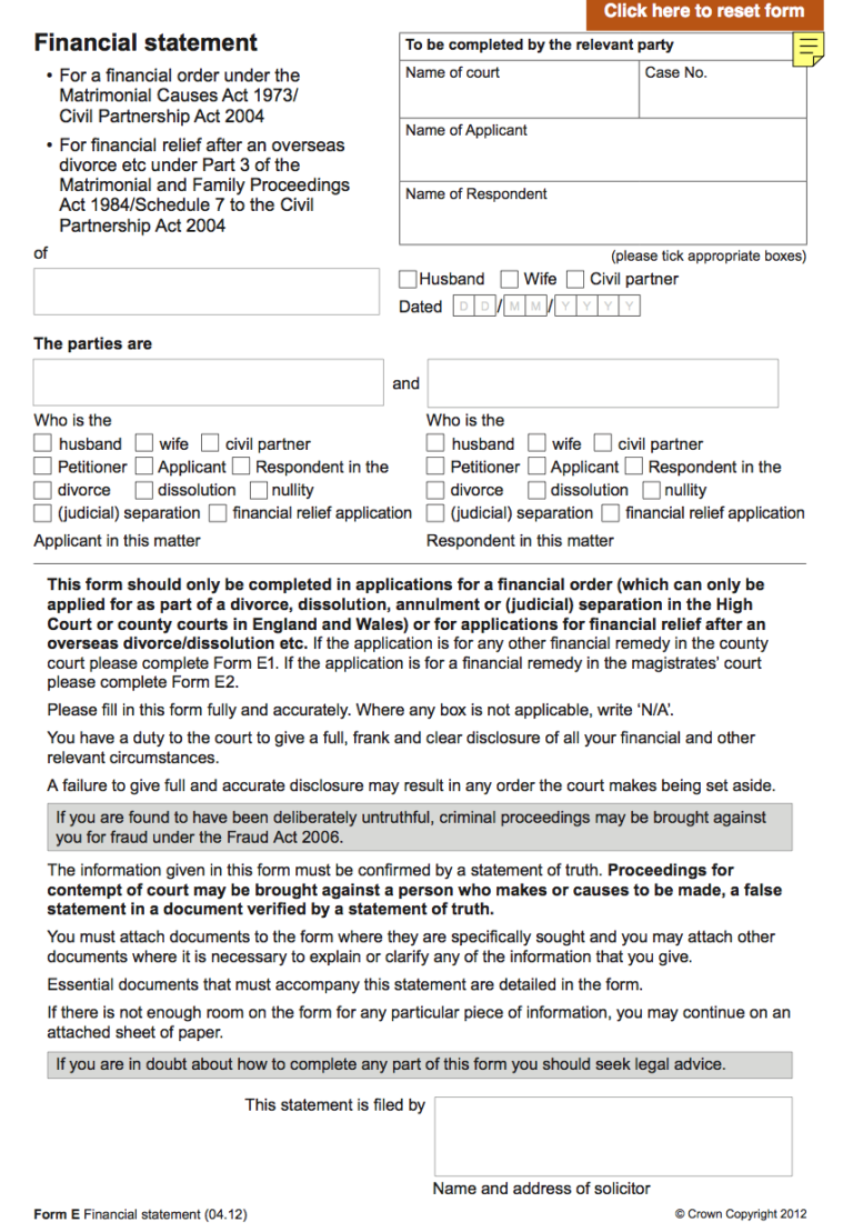 What is a Form E? | Understanding the Financial Document